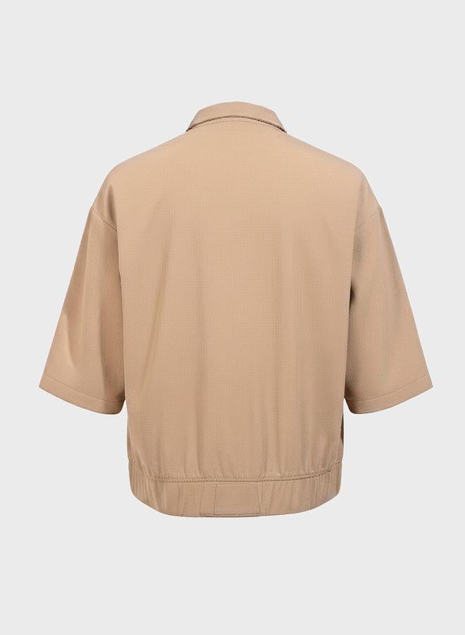 The Indian Garage Co Men Oversized Fit Solid Round Neck Half Sleeves Jacket - Image 5